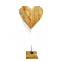 Serce z drewna mango na podstawie XL 90cm